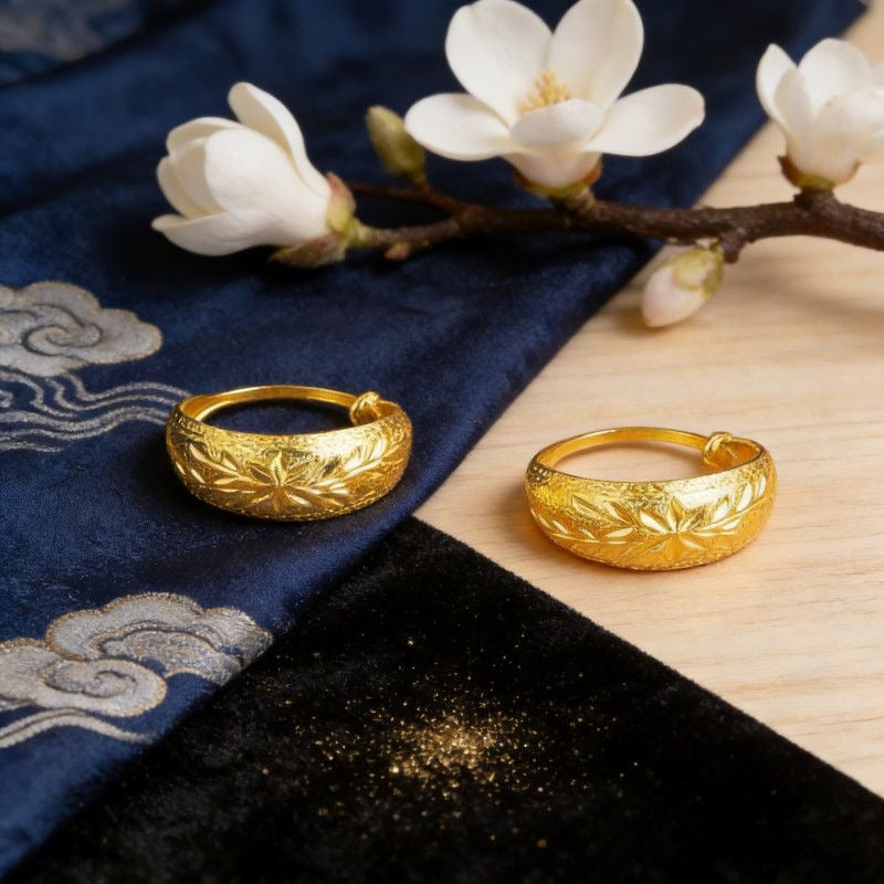 24K Gold Plated Floral Wide-Band Drop Earrings - Sand Gold Statement Earrings for Women (4g)