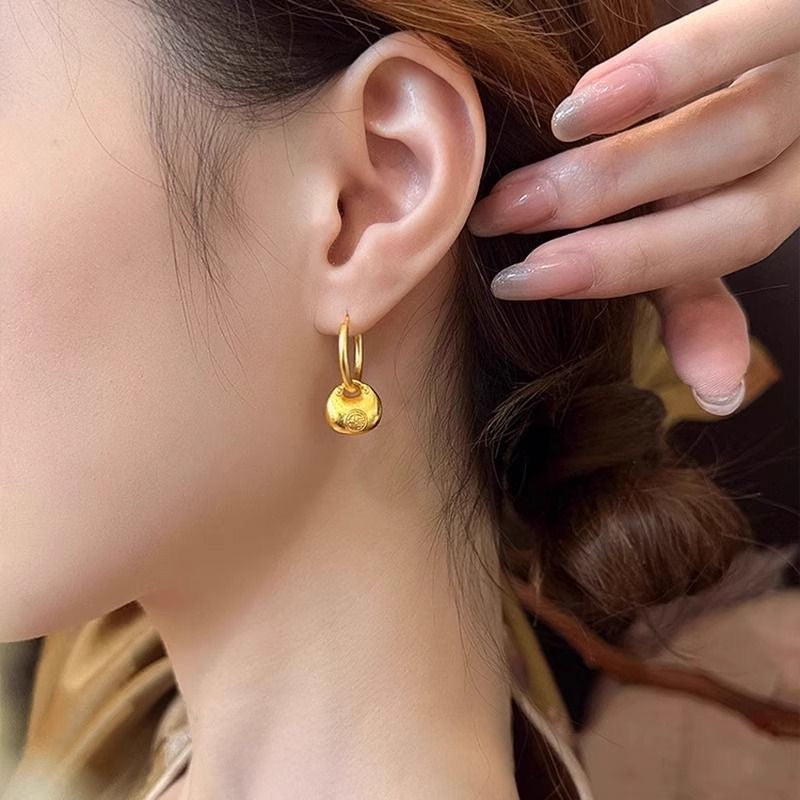 Plated Chunky Drop Earrings - Sand Gold Chunky Earrings for Women (8.36g)