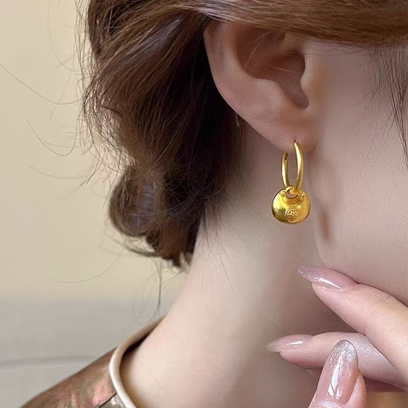 Plated Chunky Drop Earrings - Sand Gold Chunky Earrings for Women (8.36g)