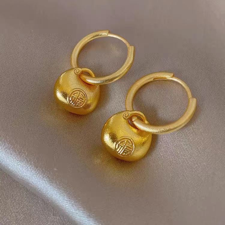 Plated Chunky Drop Earrings - Sand Gold Chunky Earrings for Women (8.36g)