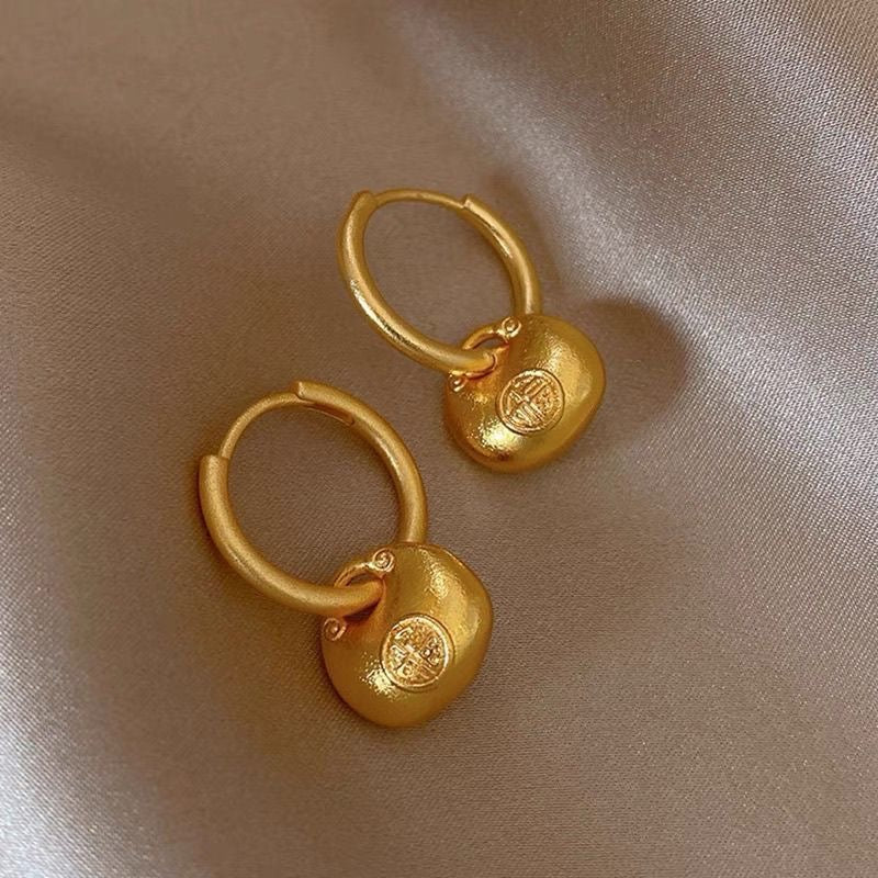 Plated Chunky Drop Earrings - Sand Gold Chunky Earrings for Women (8.36g)