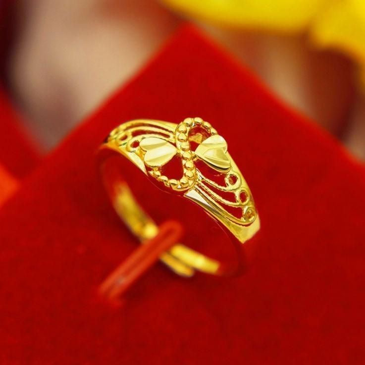 Gold Butterfly Hollow Ring – Filigree Scroll Band
