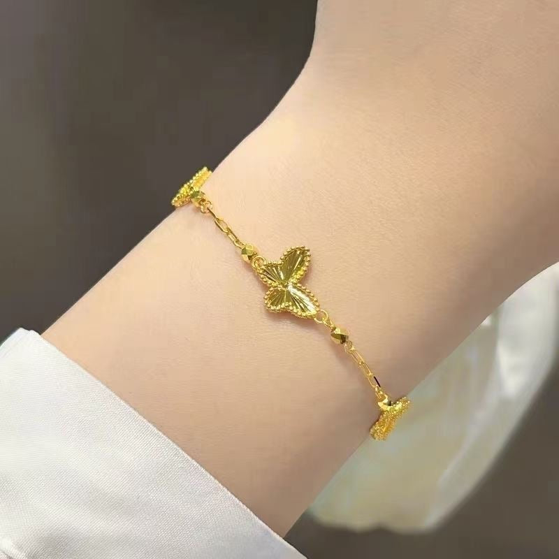 Golden Butterfly Chain Bracelet – Sand Gold