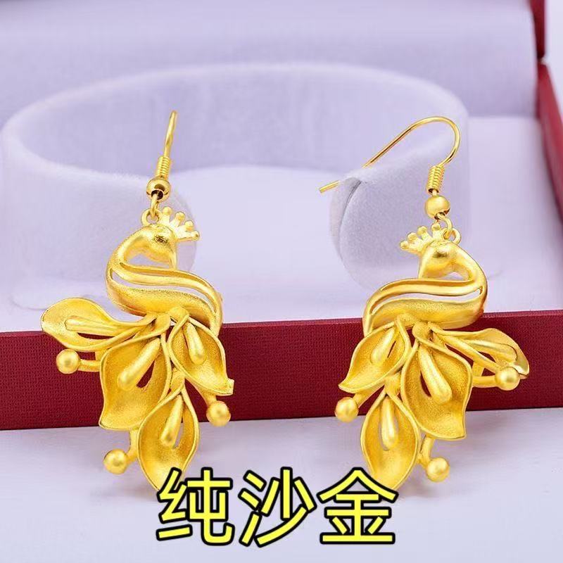 Golden Phoenix Sand Gold Drop Earrings