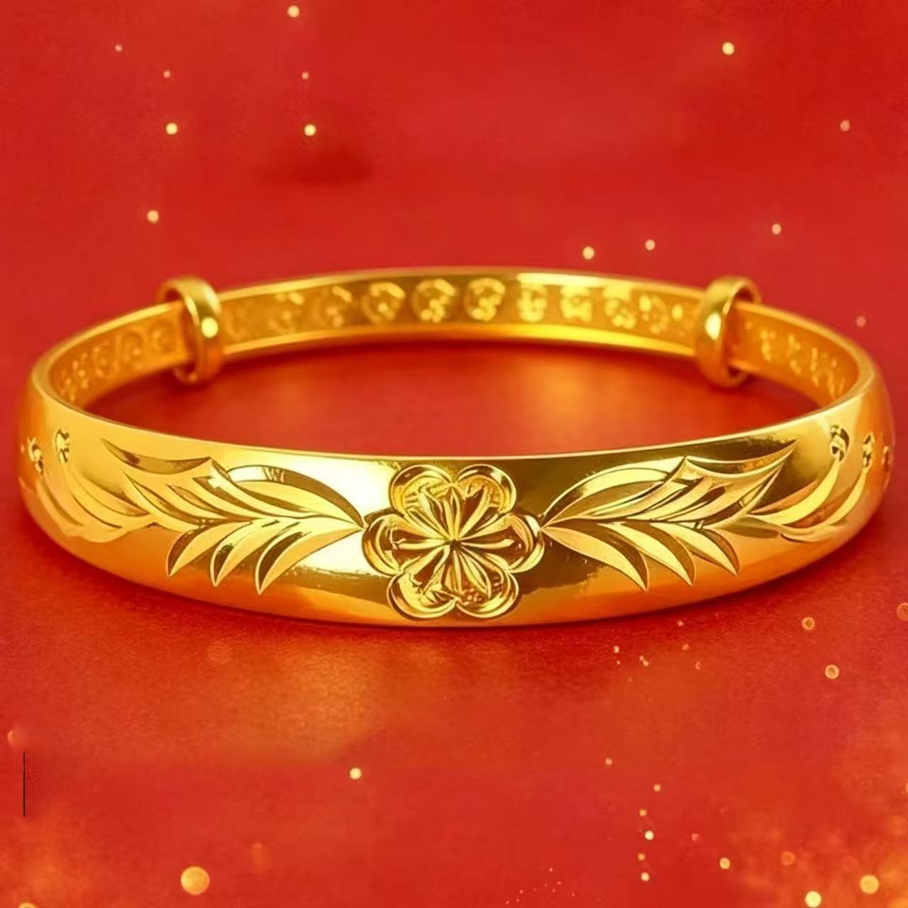 Prosperity Flower Gold Bangle – 17.11g Sand Gold