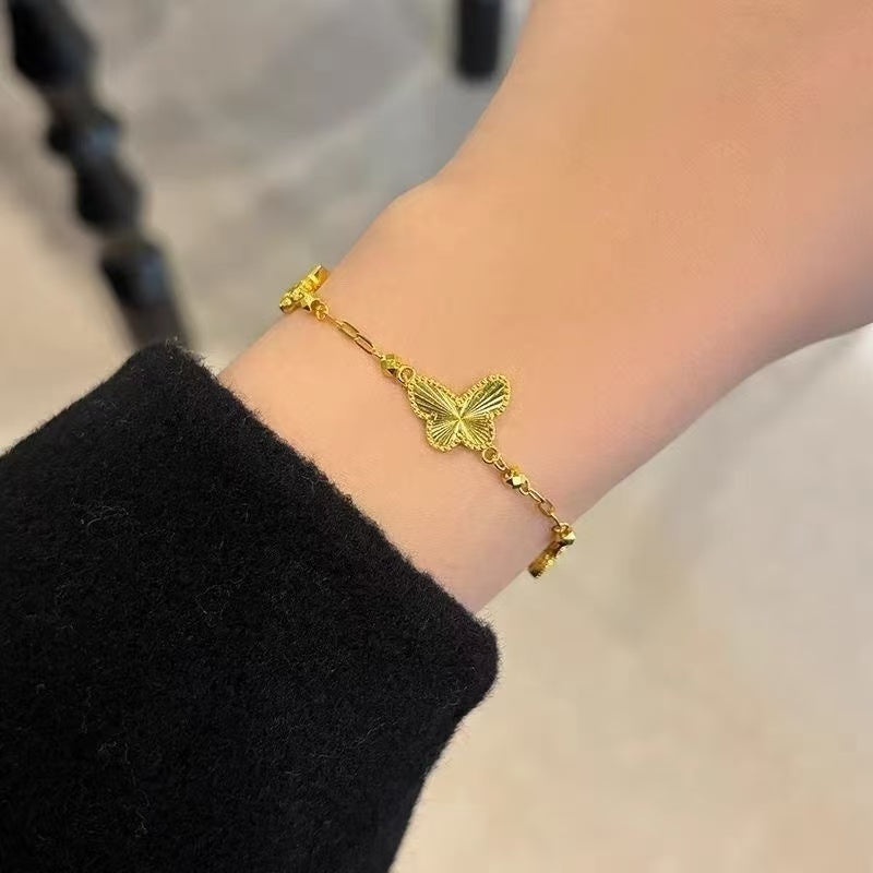 Golden Butterfly Chain Bracelet – Sand Gold