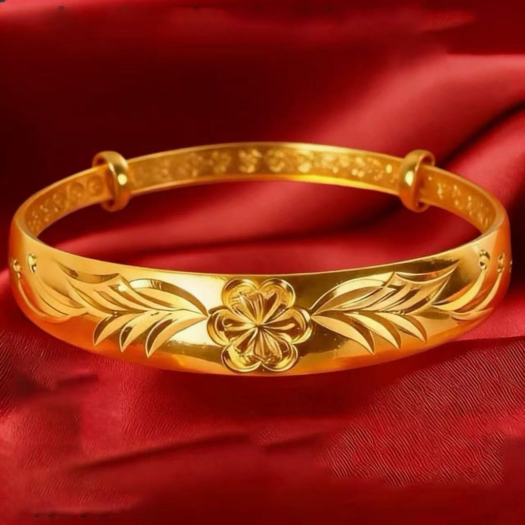 Prosperity Flower Gold Bangle – 17.11g Sand Gold