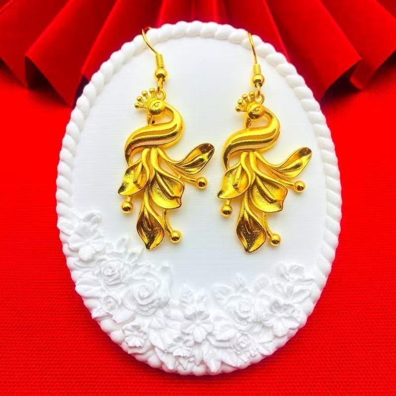 Golden Phoenix Sand Gold Drop Earrings