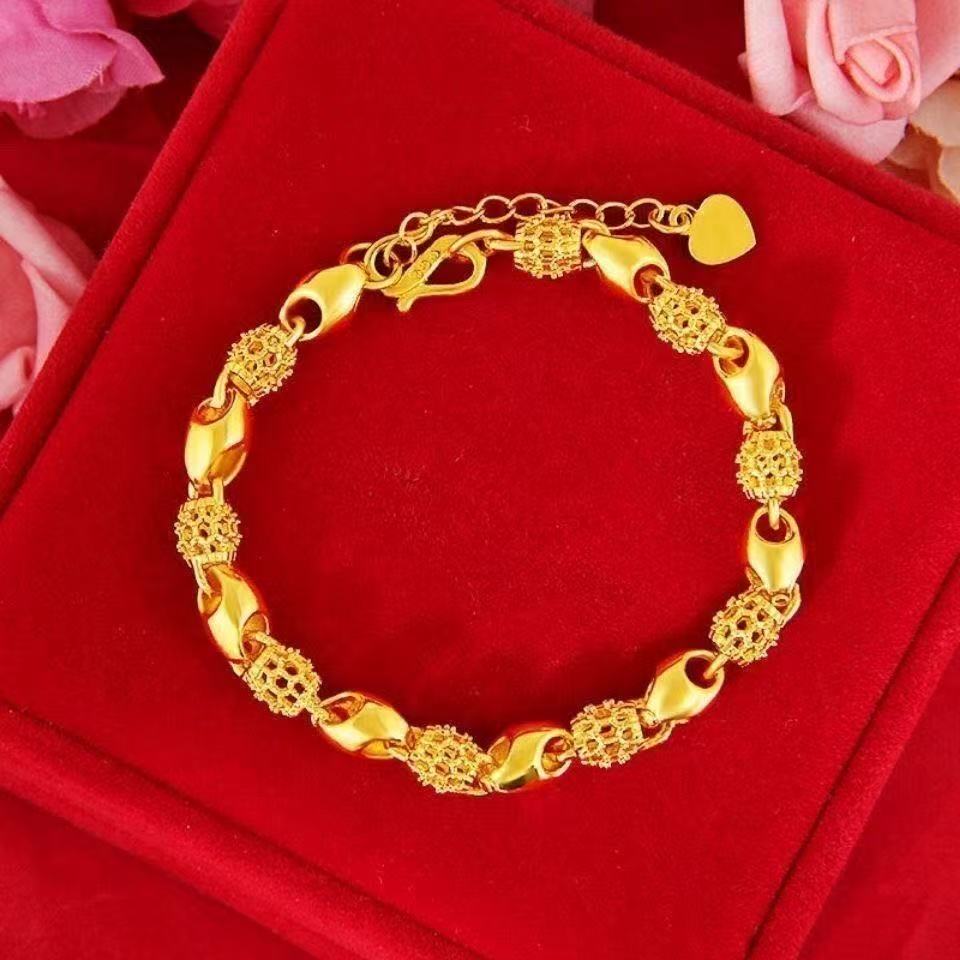 Plated Delicate Curve Bracelet - Sand Gold Chain Bracelet for Women (8.13g, 17cm+3cm Extender)