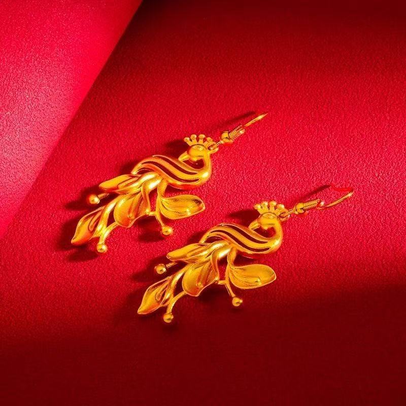 Golden Phoenix Sand Gold Drop Earrings