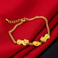 Double Pixiu Wealth Bracelet – Sand Gold
